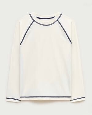 NWT J.Crew Crewcuts Kids' Baseball Long Sleeve Rash Guard Ivory Size XL (12-13)